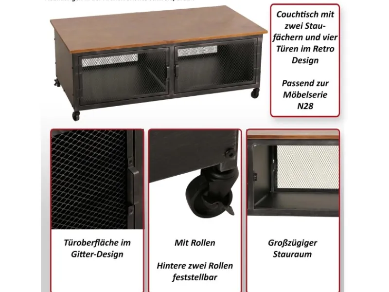 MCW Couchtisch N28 Schwarz Braun