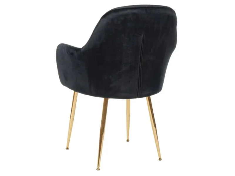 MCW Stühle^Esszimmerstuhl F18 6er-Set Samt Goldene Beine