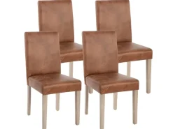 MCW Stühle^Esszimmerstuhl Littau Textil 4er-Set Textil Wildlederimitat Beine Struktur - Eiche