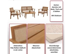 MCW Kissenbezüge^Garten-Garnitur MVG-N46 4-teilig Kissen Creme