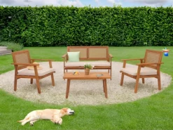 MCW Kissenbezüge^Garten-Garnitur MVG-N46 4-teilig Kissen Creme