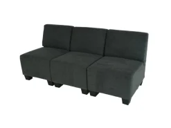 MCW Sofas^Modular 3-Sitzer Sofa Couch Moncalieri -Grau ohne Armlehnen