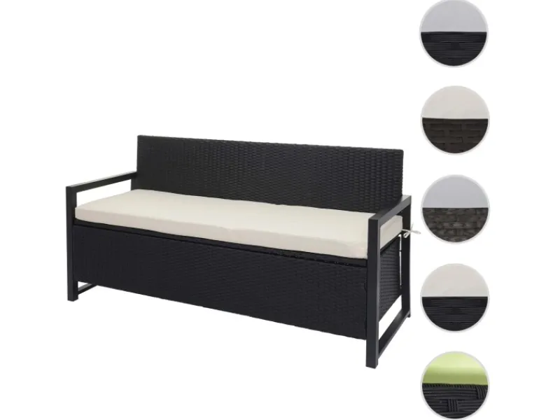 MCW Poly-Rattan 3er Sitzbank F39 Kissen Creme