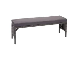 MCW Sitzbänke^Poly-Rattan Sitzbank G16 Kissen Dunkel
