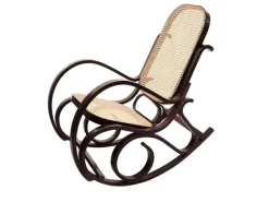 MCW Sessel^Schaukelstuhl Gallarate Rattan Walnuss-Optik