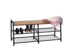 MCW Sitzbänke^Schuhregal A27 40x107x38cm Wildeiche-Optik