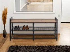 MCW Sitzbänke^Schuhregal A27 40x107x38cm Wildeiche-Optik