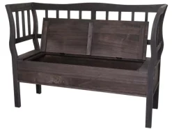 MCW Sitzbänke^Sitzbank H207 Staufach Shabby-Look Grau-Braun Shabby