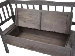 MCW Sitzbänke^Sitzbank H207 Staufach Shabby-Look Grau-Braun Shabby