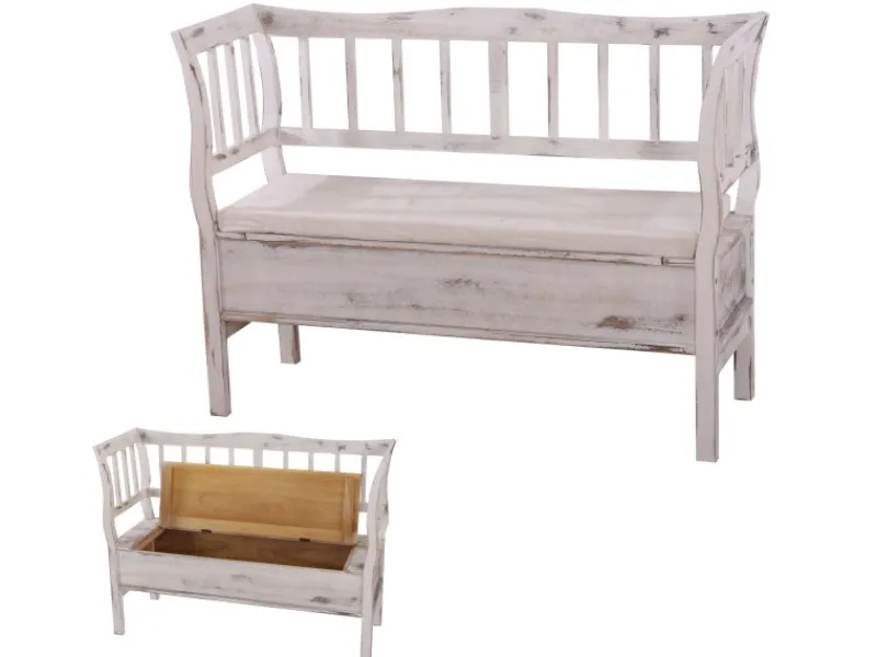MCW Sitzbänke|Garderoben^Sitzbank H207 Staufach Shabby-Look Shabby