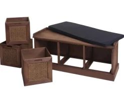 MCW Sitzbänke|Garderoben^Sitzbank J49 Aufbewahrungsboxen 47x110x40cm Polster Schwarz