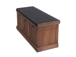 MCW Sitzbänke|Garderoben^Sitzbank J49 Aufbewahrungsboxen 47x110x40cm Polster Schwarz