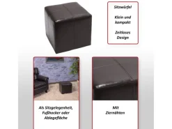 MCW Sitzhocker Carrara Braun 36x36x36cm