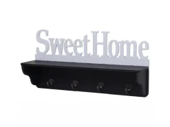 MCW Wandgarderobe D41 Sweet Home 4 Haken Schwarz/weiß