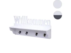 MCW Wandgarderobe D41 Willkommen 4 Haken Weiß
