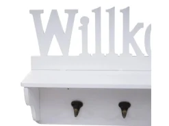 MCW Wandgarderobe D41 Willkommen 4 Haken Weiß
