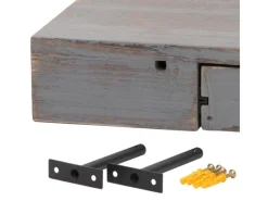 MCW Regale Massivholz|Schweberegale^Wandregal H37 Schublade 8x80x25cm Shabby