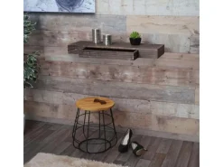 MCW Regale Massivholz|Schweberegale^Wandregal H37 Schublade 8x80x25cm Shabby