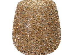 M Collections Vasen^Mega Collections Pflanzgefäß Strass Ø 9,5 cm x 9 cm Gold