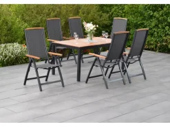 Merxx Gartenmöbelset Siena 7tlg. inkl. Klappsessel u. Tisch 150 x 90 cm