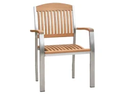 Merxx Sessel^Keros Stapelsessel 2er-Set Edelstahl/Akazie