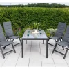Merxx Sessel^Taviano Set 5-tlg. 4 Klappsessel Gartentisch 150 x 90 cm Grau