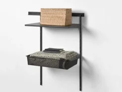 Metall-Drahtgitterkorb 12 cm x 39 cm x 60 cm Schwarz-Matt