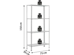 Schwerlastregal|Metallregale^Metall-Schraubregal Pulverbeschichtet 150 cm x 75 cm x 30 cm