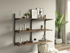 Metallregale|Bücherregale^Metall-Wandschiene 2-reihig 100 cm Schwarz