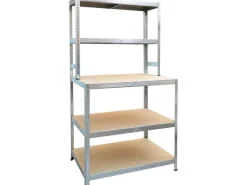 Metallregale^Metall-Werkbank mit Regalaufsatz Verzinkt 180 cm x 100 cm x 60 cm