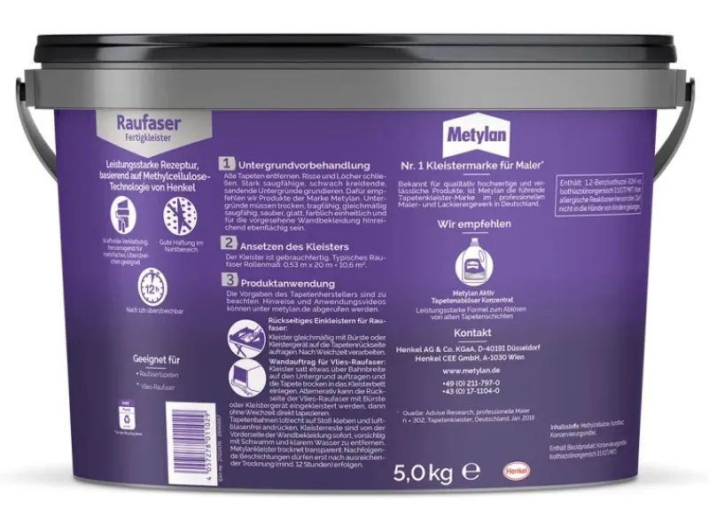 Metylan Tapezierzubehör|Tapetenmuster^Raufaser Fertigkleister 5 kg