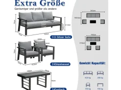 MeXo Aluminium Dining Lounge Outdoor mit Esstisch für 5 Personen