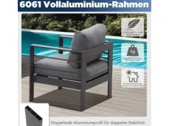 MeXo Gartenmöbel Set aus Aluminium Loungeset für 5 Personen