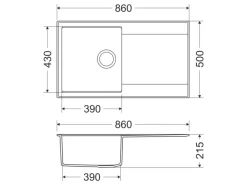 Schränke^Miló Einbauspüle Granitverbundstoff Palladio 86