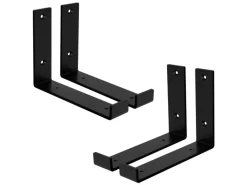 ML-Design 4 Stück Regalhalterung 20x4x14 cm Schwarz Metall 8 Zoll L-Form