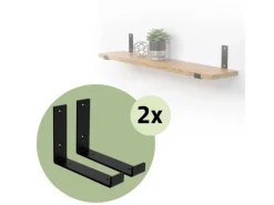 ML-Design 4 Stück Regalhalterung 20x4x14 cm Schwarz Metall 8 Zoll L-Form