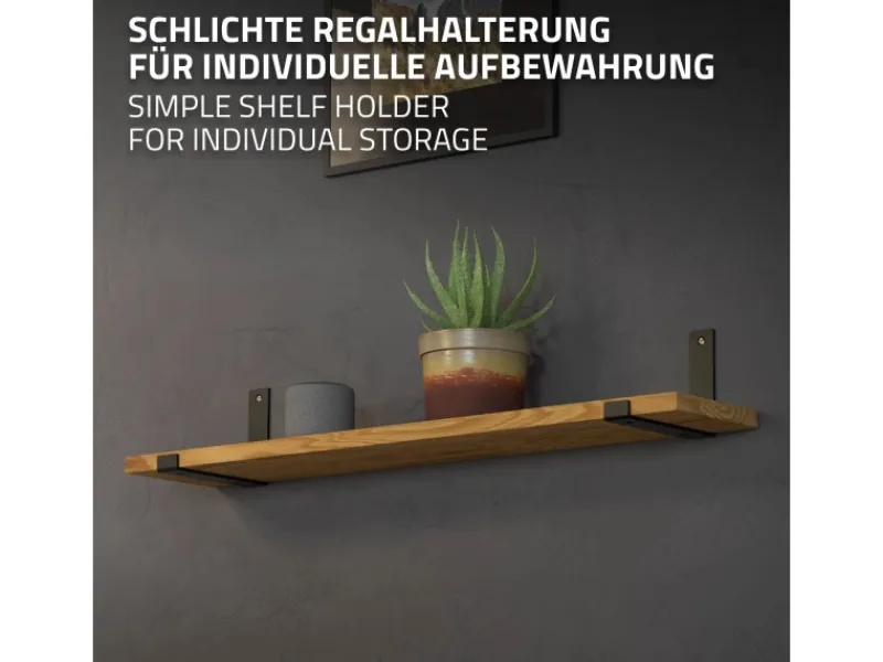 ML-Design 4 Stück Regalhalterung 20x4x14 cm Schwarz Metall 8 Zoll L-Form