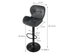 ML-Design Barhocker 2Er Set aus Samt Grau Gepolsterter Barstuhl mit Fußstütze
