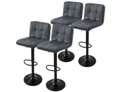 ML-Design Hocker^Barhocker 4Er Set aus Kunstleder Anthrazit mit Rückenlehne Fußstütze