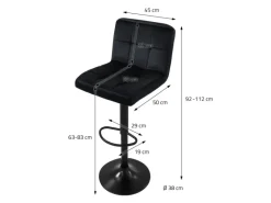 ML-Design Hocker^Barhocker 2Er Set aus Samt Schwarz Barstuhl mit Rückenlehne Fußstütze