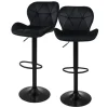 ML-Design Barhocker 2Er Set Samt Schwarz Gepolsterter Barstuhl mit Rückenlehne