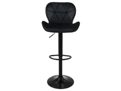 ML-Design Barhocker 2Er Set Samt Schwarz Gepolsterter Barstuhl mit Rückenlehne