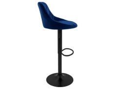 ML-Design Hocker^Barhocker 2Er Set aus Samt Blau Barstuhl mit Rückenlehne und Fußstütze