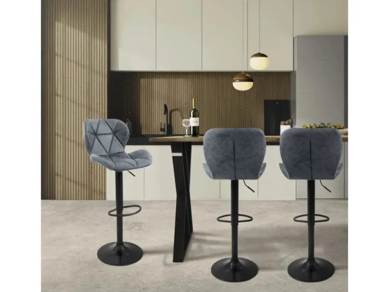 ML-Design Barhocker 4Er Set Kunstleder Anthrazit Rückenlehne Drehbar