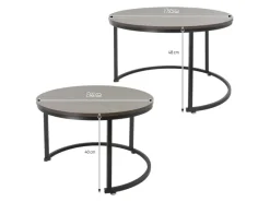 ML-Design Couchtisch 2Er Set Rund 59x40cm und 74x48cm Eiche-Dunkel