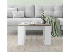 ML-Design Tische^Couchtisch 65x65x40 cm Eicheoptik-Weiß Quadratischer