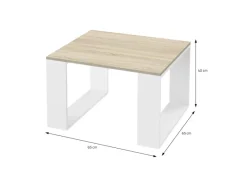 ML-Design Tische^Couchtisch 65x65x40 cm Eicheoptik-Weiß Quadratischer