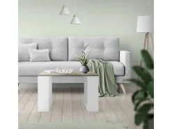 ML-Design Tische^Couchtisch 65x65x40 cm Eicheoptik-Weiß Quadratischer