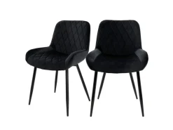 ML-Design Sessel^2Er Set Esszimmerstühle mit Rücken und Armlehnen Schwarz Samt