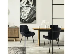 ML-Design Sessel^2Er Set Esszimmerstühle mit Rücken und Armlehnen Schwarz Samt